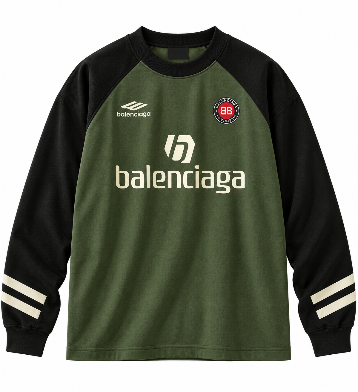 Olive Green & Black Raglan Stripe Graphic T-Shirt
