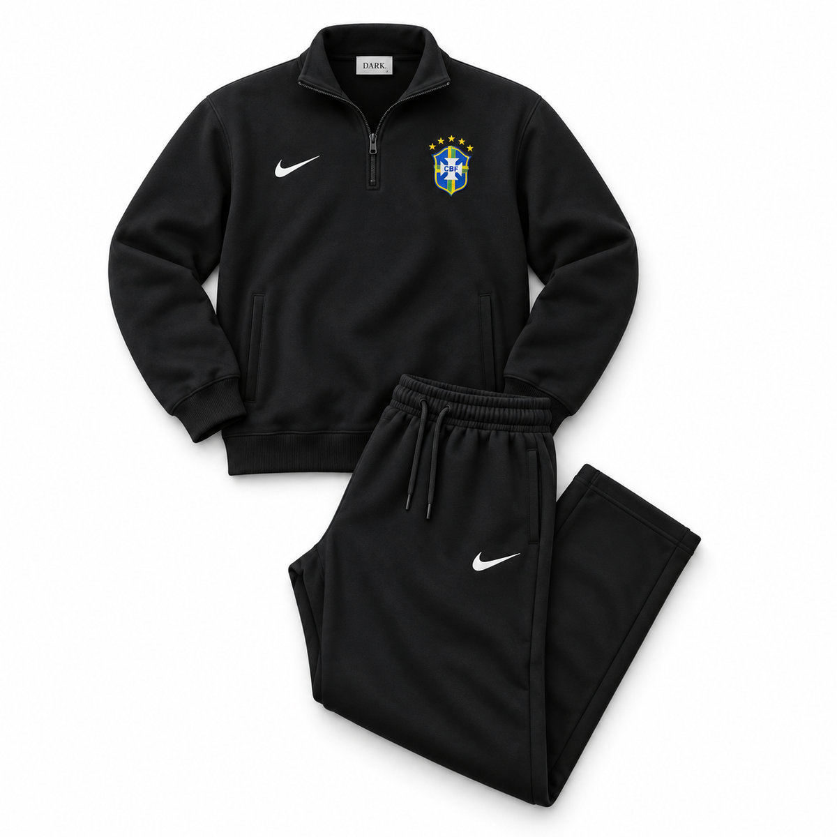 Brazil Quarter-Zip Tracksuit Set – Black