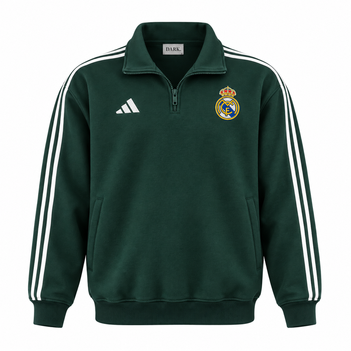 Real Madrid Quarter-Zip Tracksuit Set – Dark Green