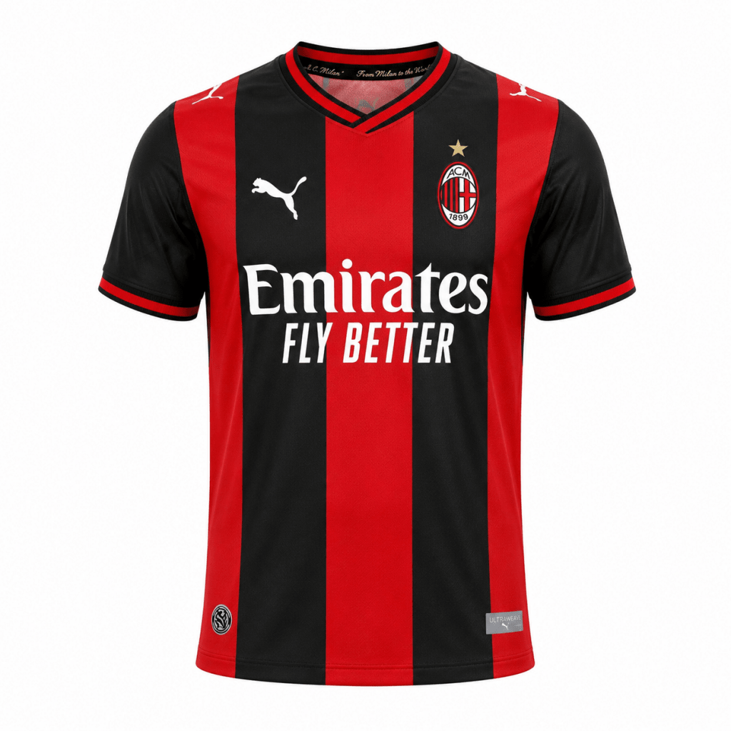 AC Milan 2025/26 Home Football Jersey – Red & Black Match Edition - Darkdxb