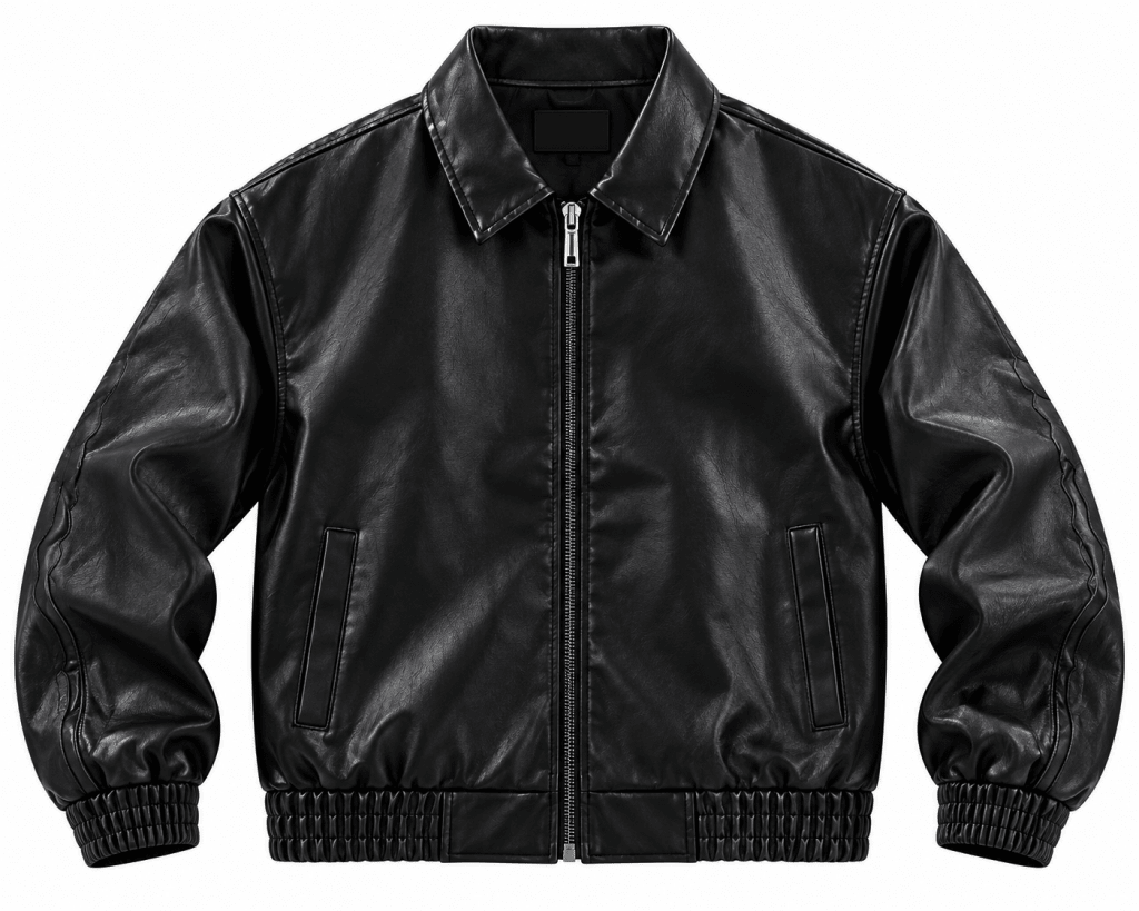 Black Future 00 Leather-Look Bomber Jacket - Jackets - Darkdxb