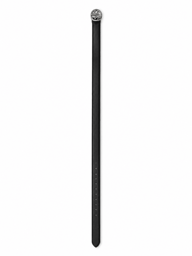 Black Leather Belt with Silver Buckle - Darkdxb