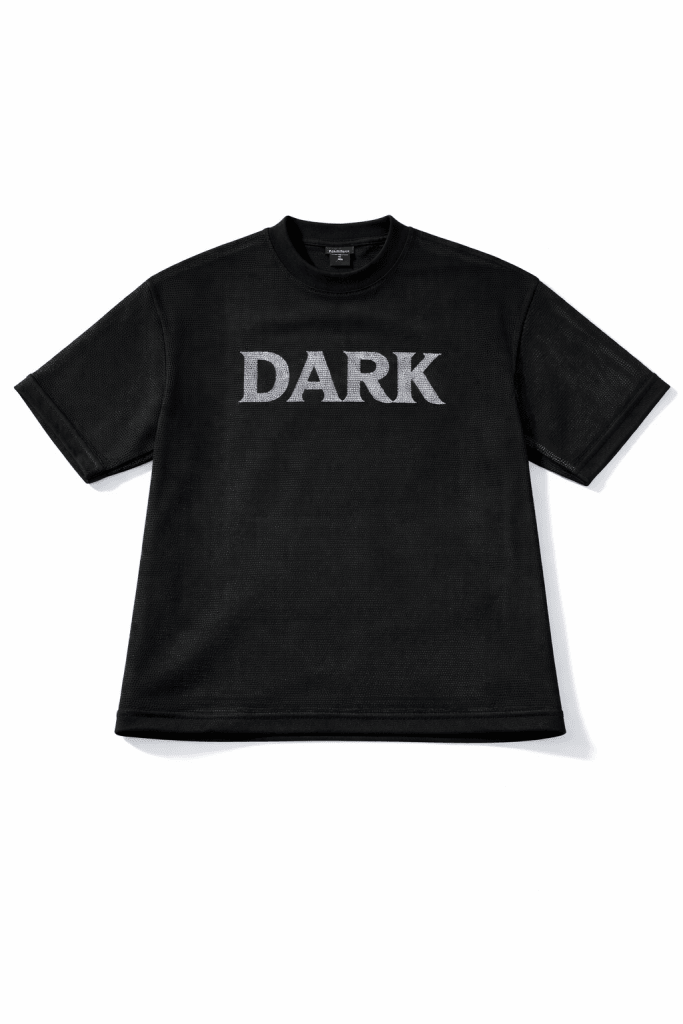 Dark Black Mesh Oversized T-Shirt – Minimal Streetwear Essential Tee - Darkdxb