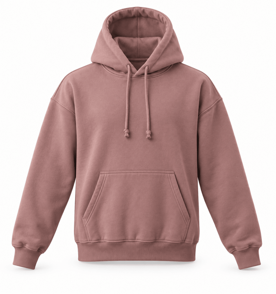 Dusty Rose Pullover Hoodie with Kangaroo Pocket - Darkdxb