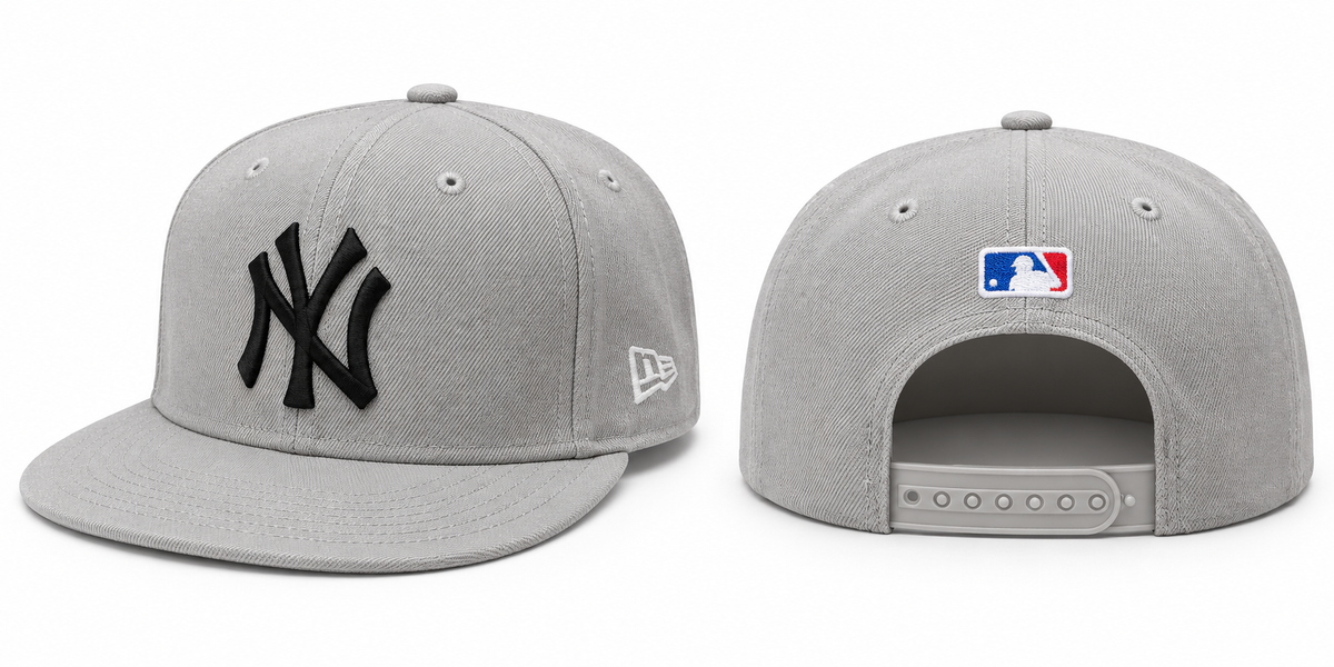Grey & Black NY Embroidered Fitted Cap