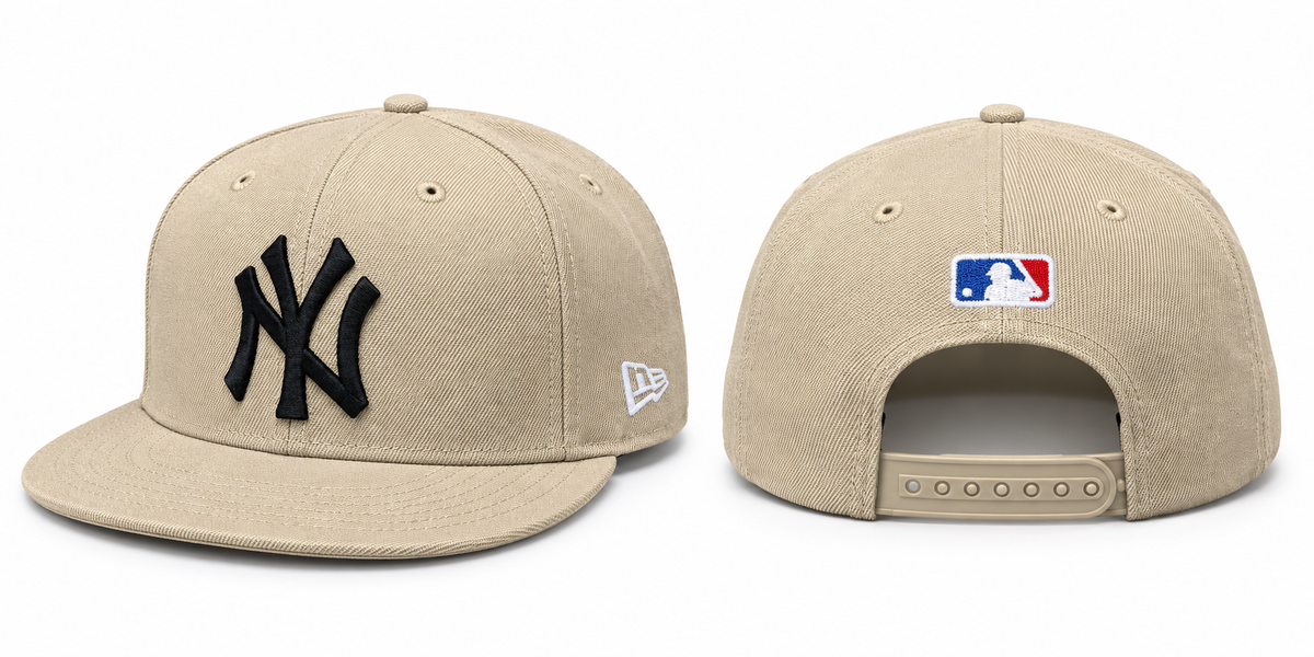 Beige NY Embroidered Fitted Cap
