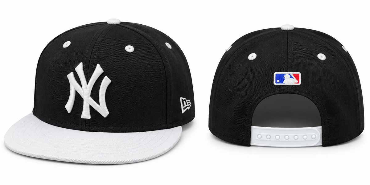 Black & White NY Embroidered Fitted Cap