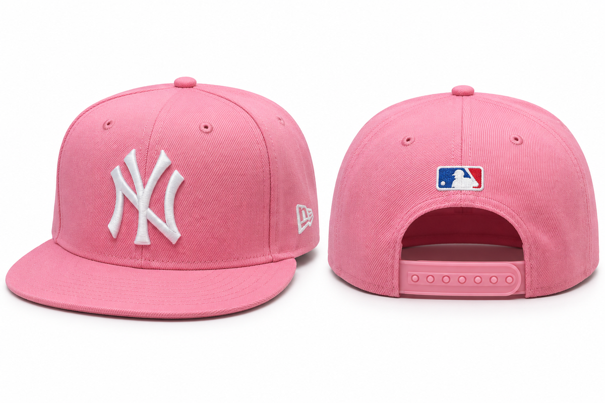 Pink & White NY Embroidered Fitted Cap
