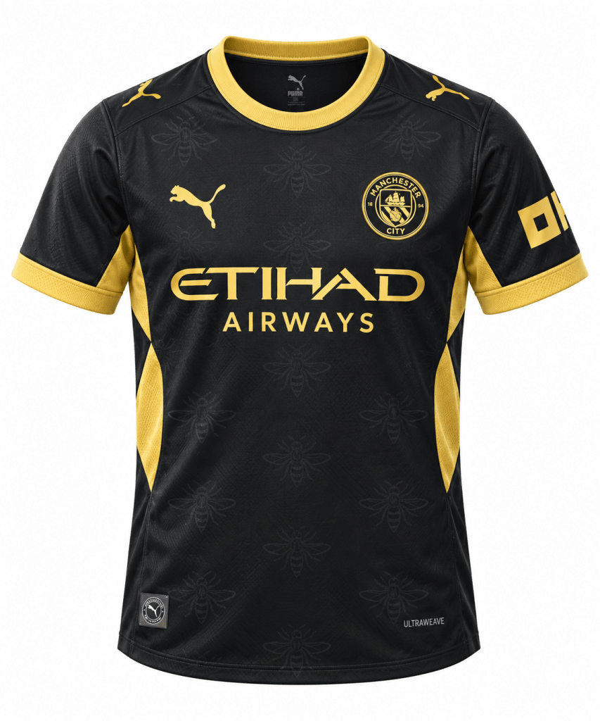 Manchester City Black & Gold Jersey – Player Version - Darkdxb