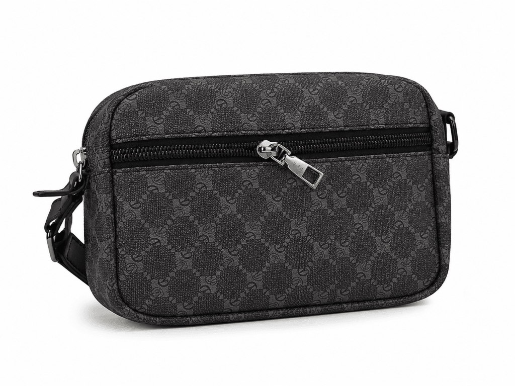 Monogram Crossbody Utility Bag – Charcoal Black - Darkdxb