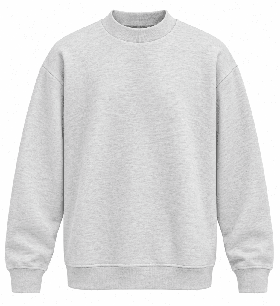 Pull&Bear Men’s Light Grey Crewneck Sweatshirt – Minimal Essential Fit - Darkdxb
