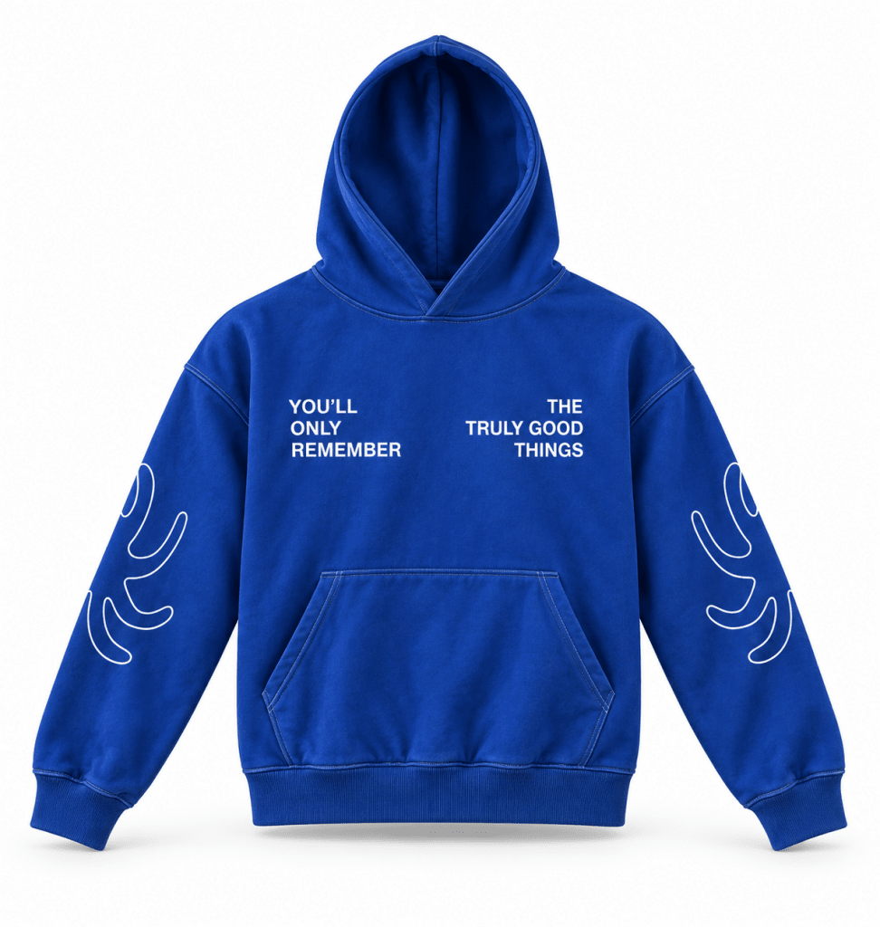 Royal Blue “Truly Good Things” Graphic Hoodie - Darkdxb