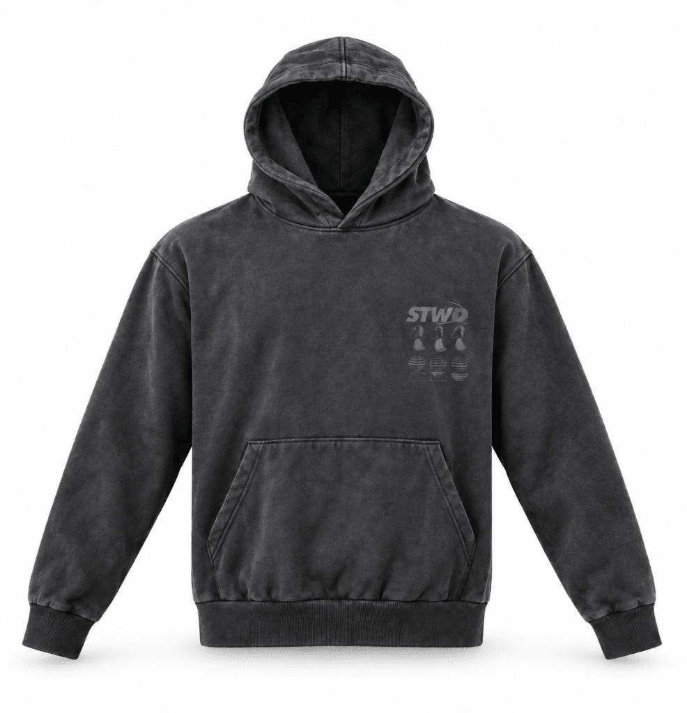STWD Washed Charcoal STWD Graphic Hoodie - Darkdxb