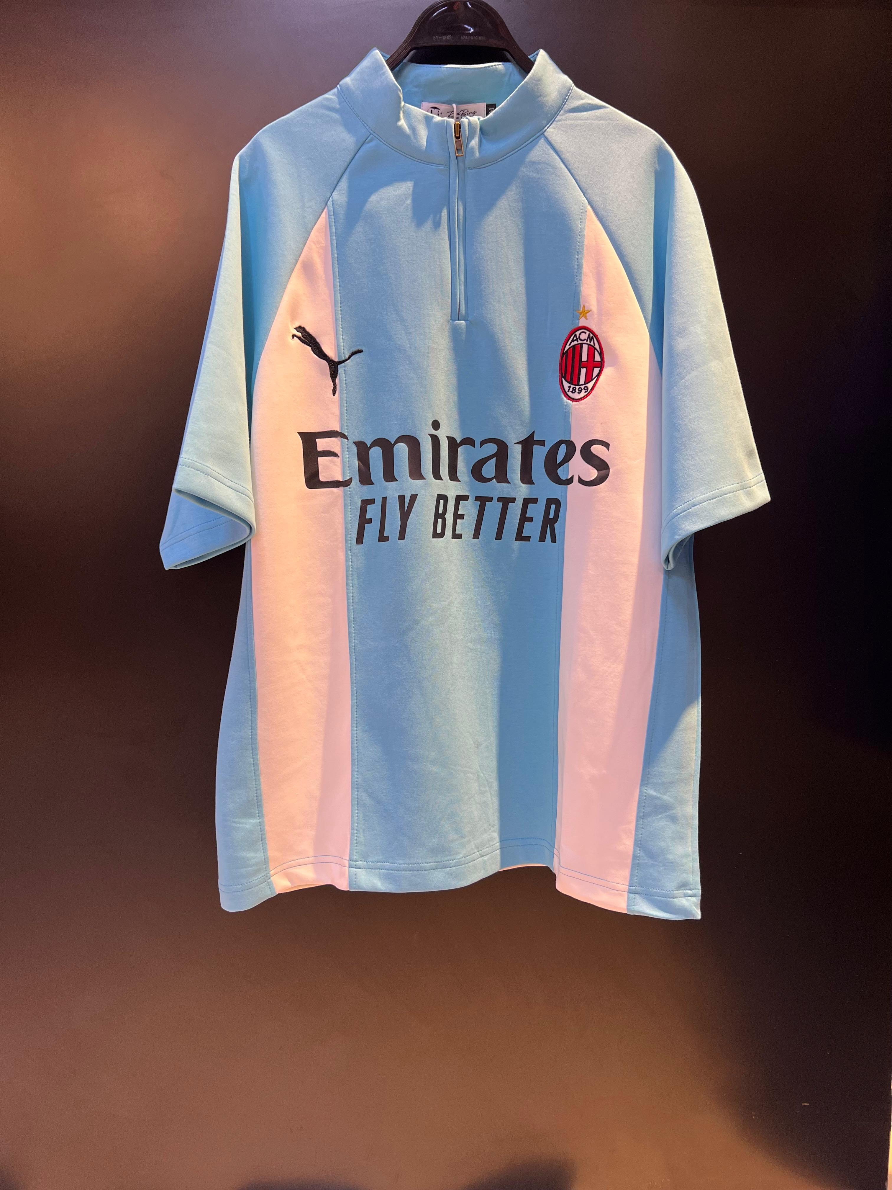 AC Milan x Puma 'Emirates' Oversized Half-Zip Jersey (Light Blue)