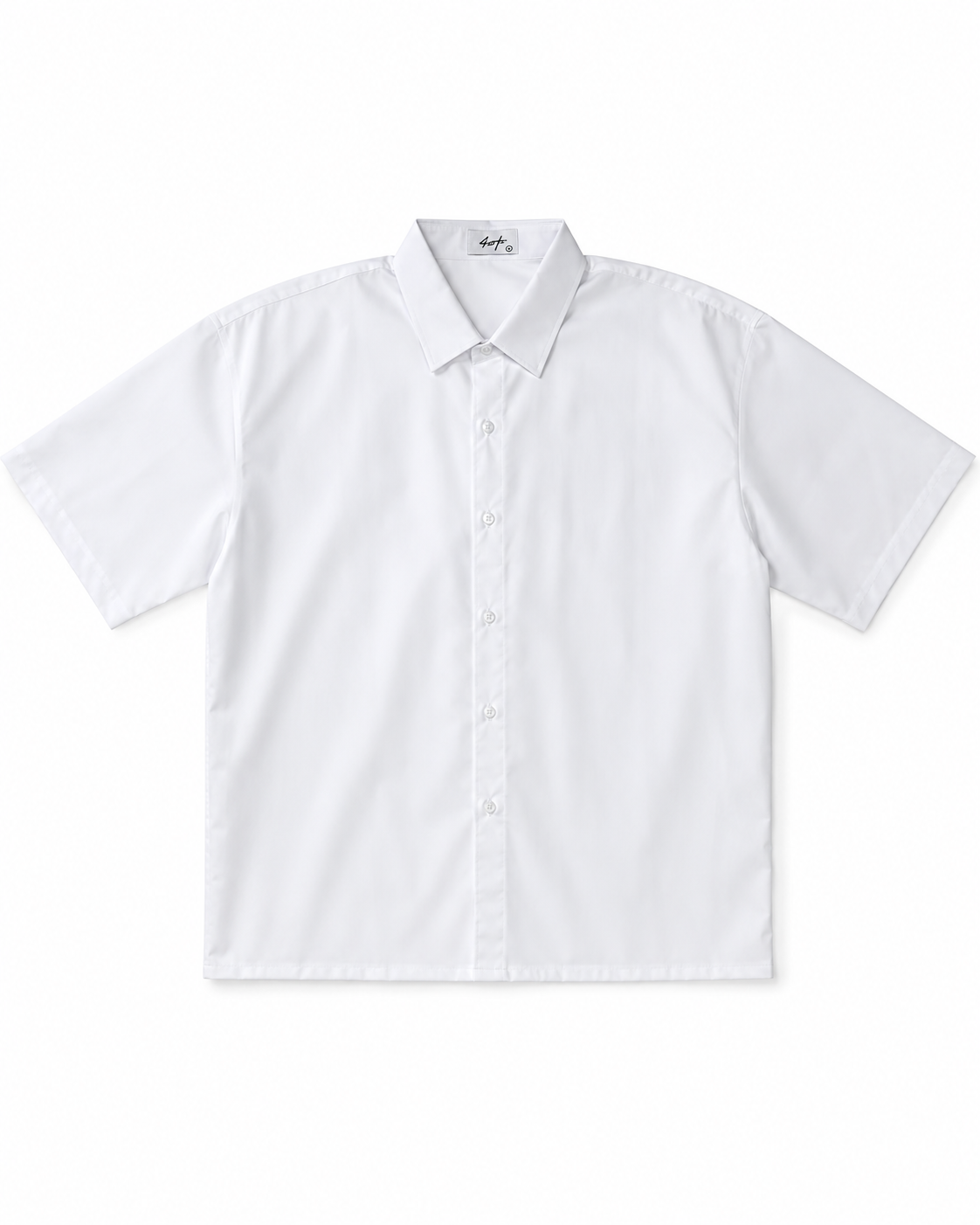 Dark White Short-Sleeve Button-Up Shirt