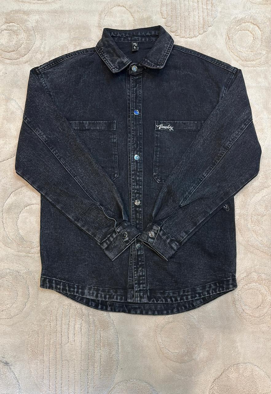 Dark Wash Charcoal Denim Shacket