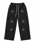 Black Distressed Wide-Leg Jogger Pants