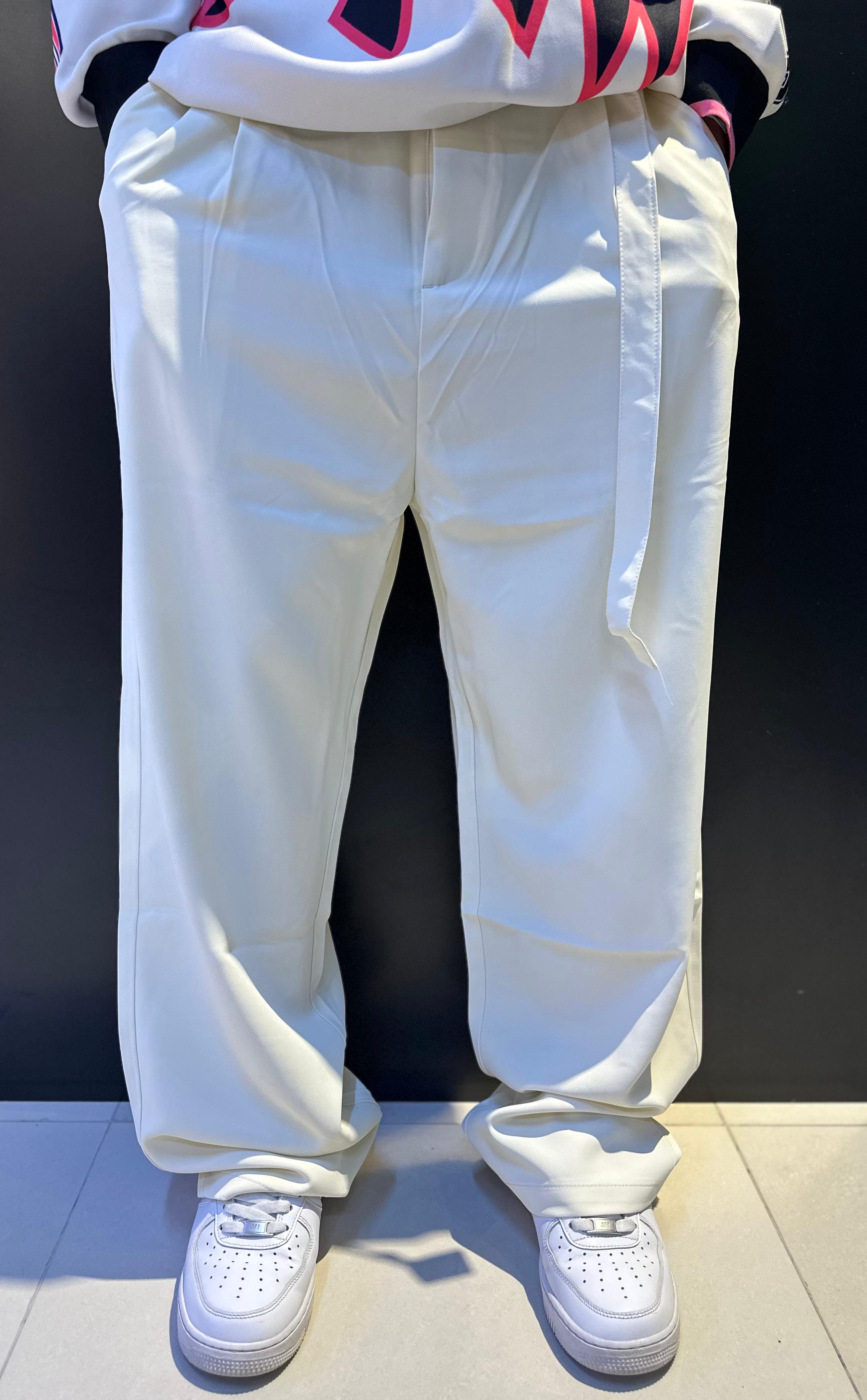 Minimalist Cream/Off-White Wide-Leg Trousers