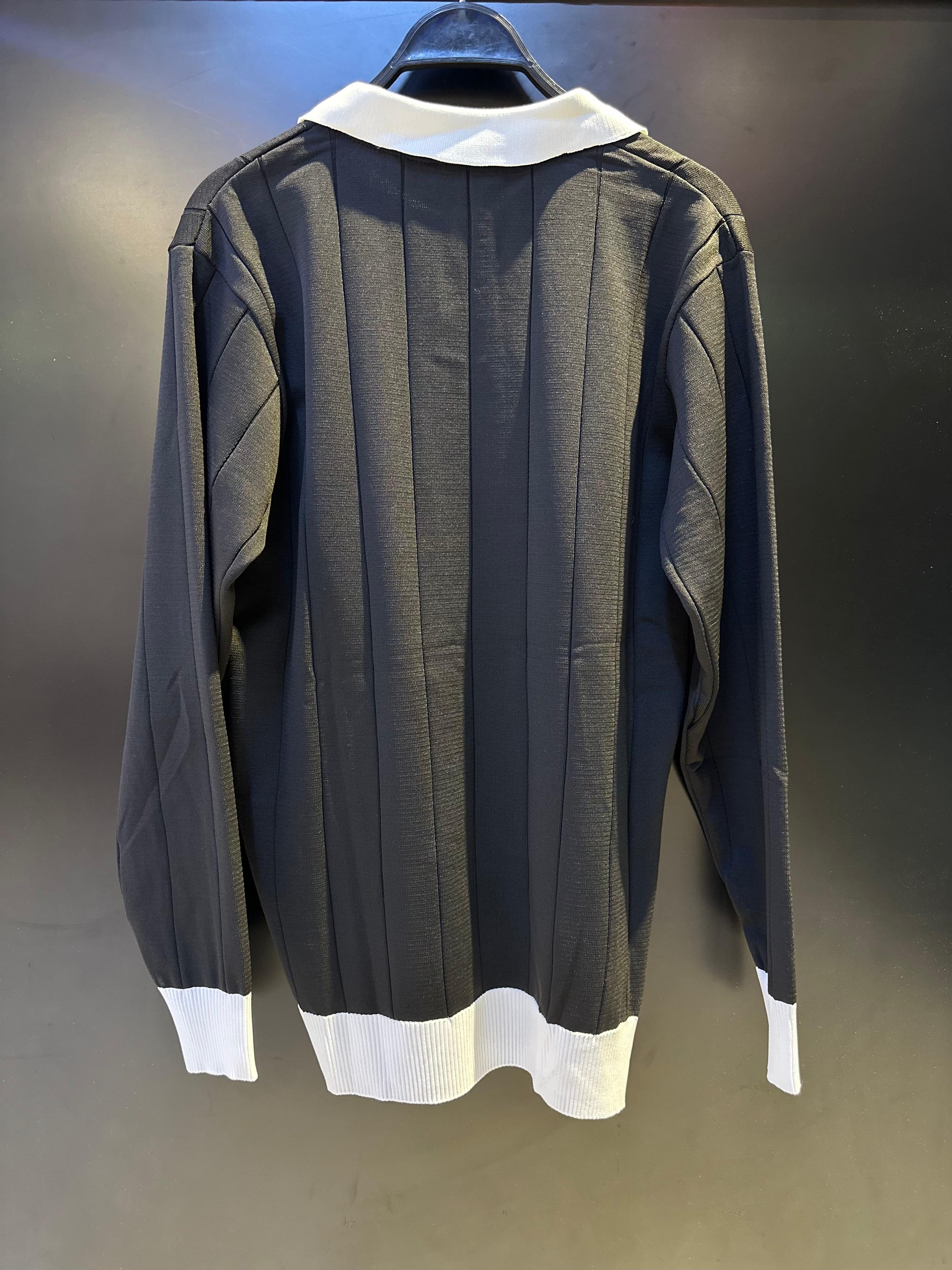 Zara Two-Tone Black Knit Polo Sweater with White Contrast