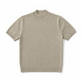 Beige Mock Neck Knit T-Shirt