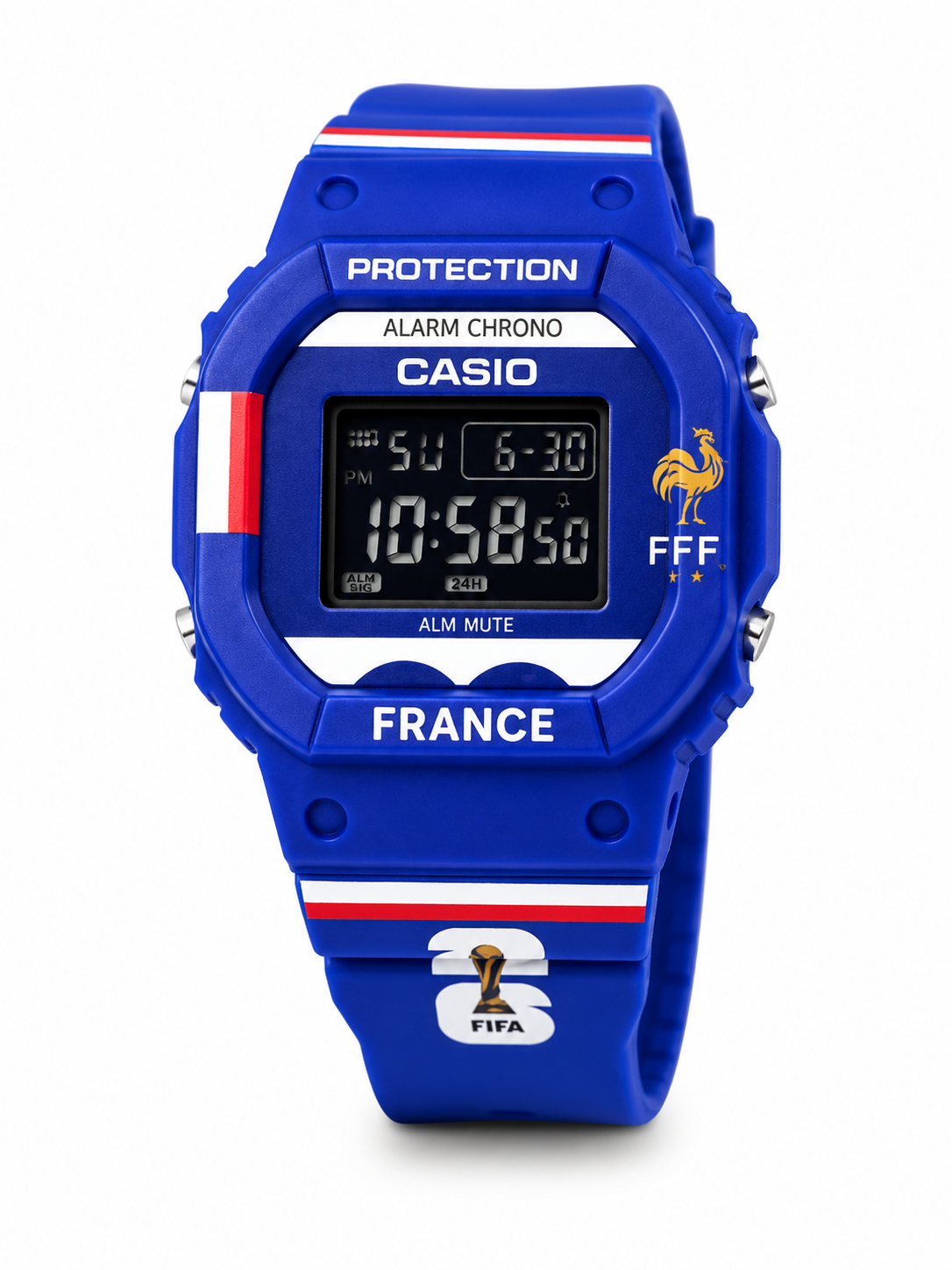 France Edition Digital Sports Watch – Blue FIFA-Inspired Casual Wristwatch