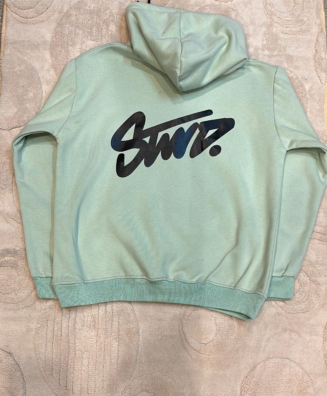 STWD Seafoam Green Hoodie | Pastel Pullover with Black Accent