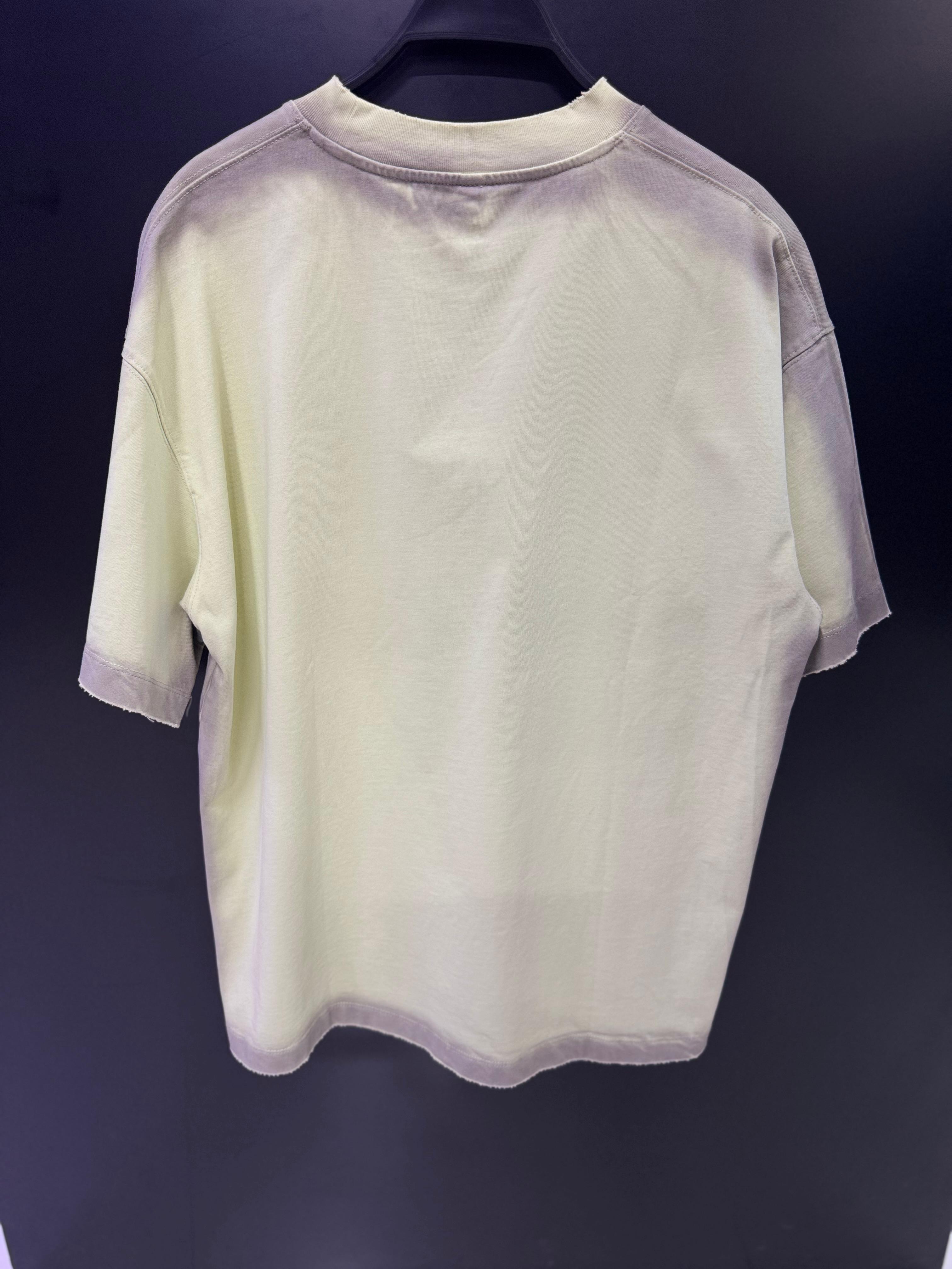 Men's Oversized Sage Green Dip-Dye T-Shirt with Embroidered Logo