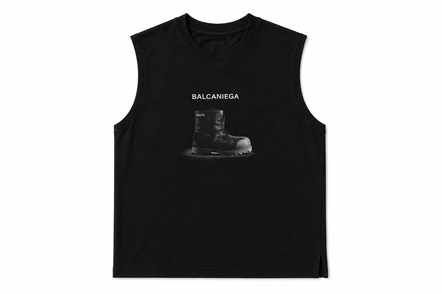 Black Balcaniega Graphic Sleeveless Muscle Tee