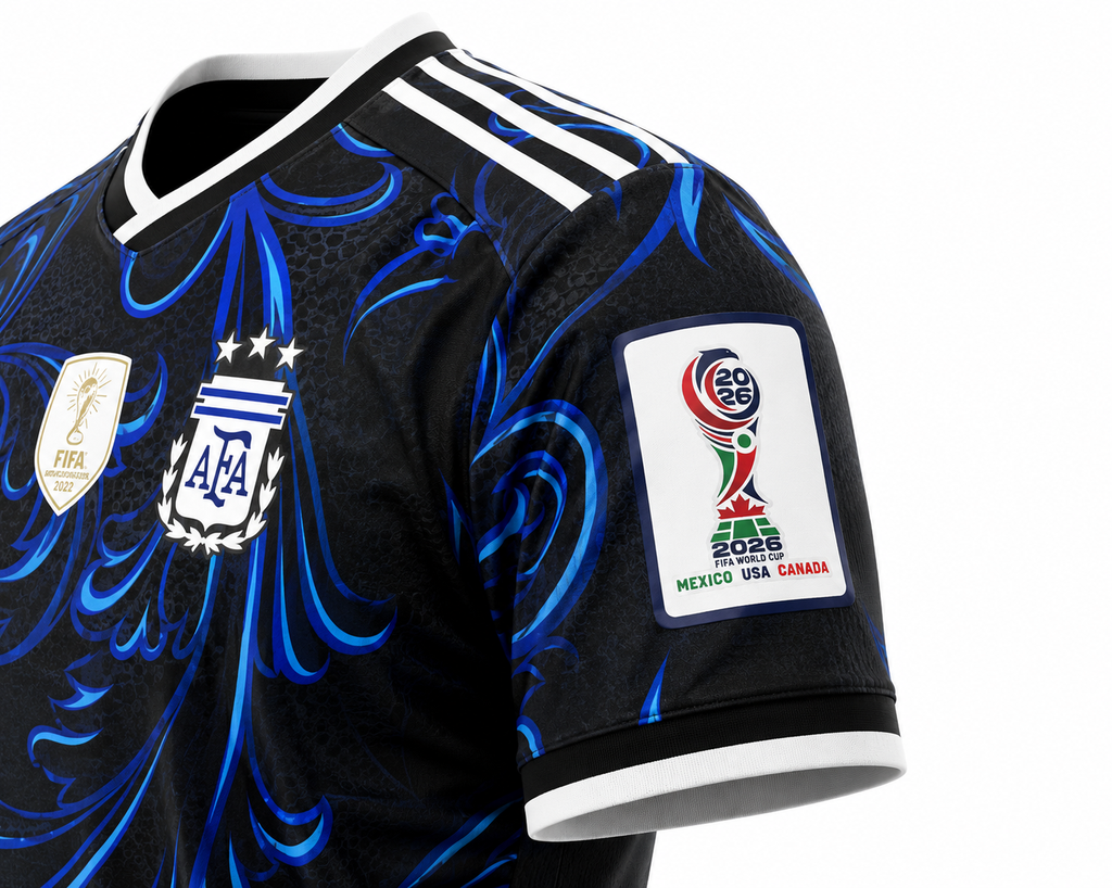 Argentina Black & Blue Special Edition Football Jersey – Shoulder Patch Detail