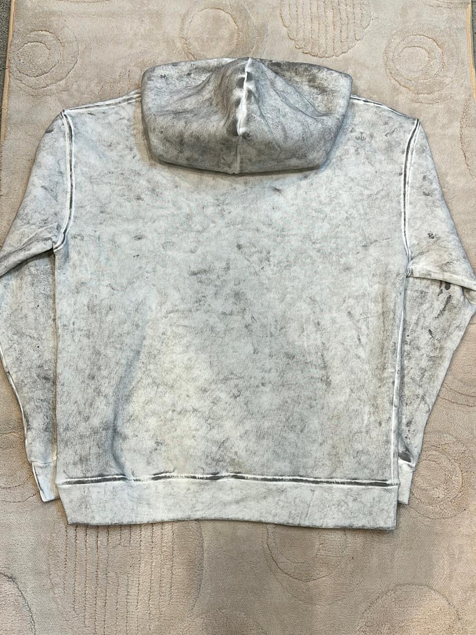 Vintage Wash "POLI" Studded Distressed Hoodie - Grey/White