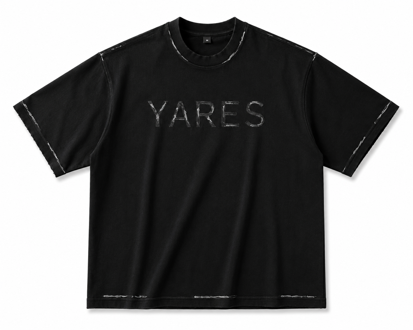 Yares Distressed Black Oversized T-Shirt – Premium Vintage Streetwear Tee