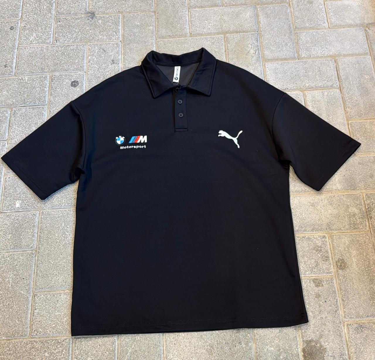 PUMA x BMW M Motorsport Black Polo Shirt - Oversized Fit