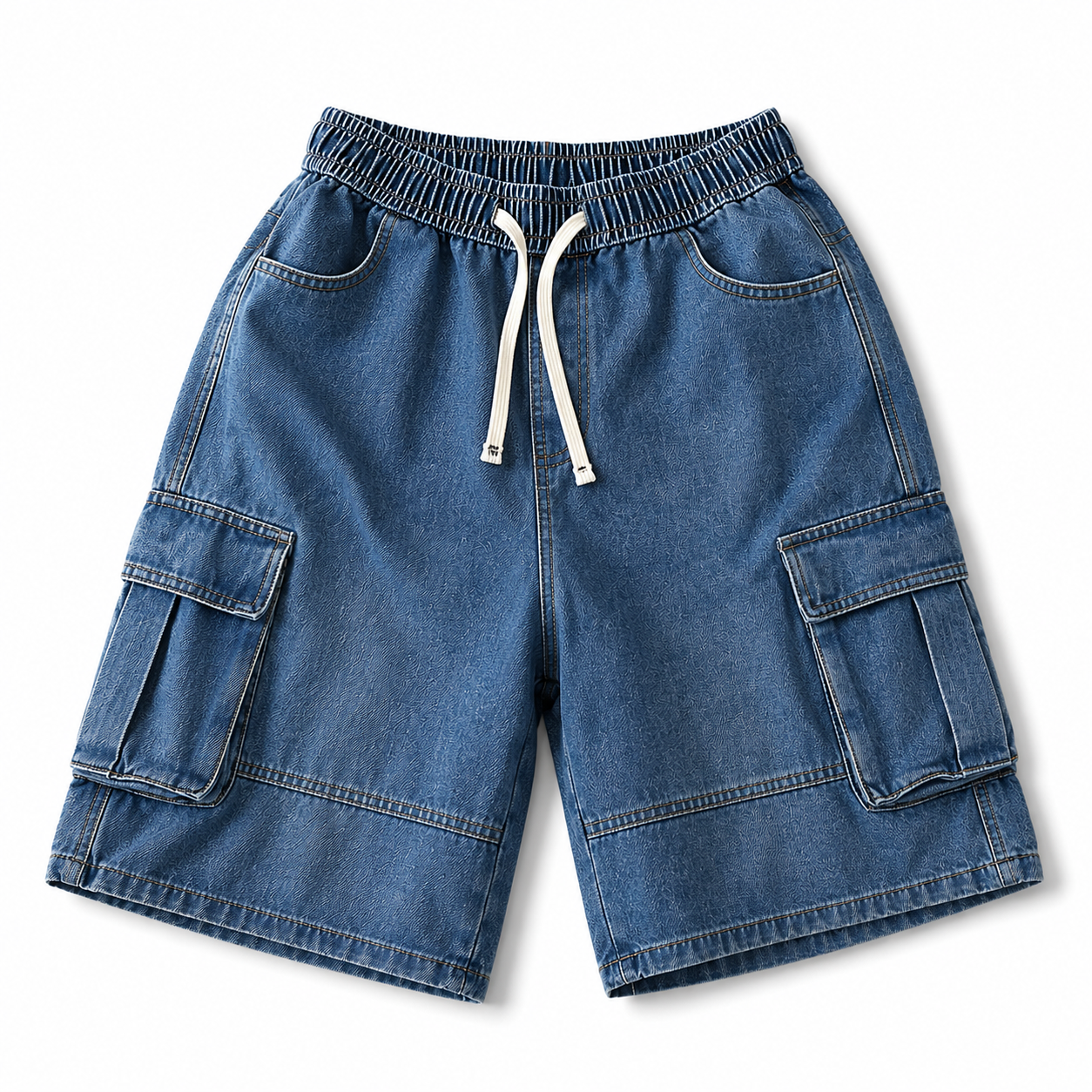 Men's Blue Denim Cargo Shorts – Relaxed Fit Utility Streetwear Shorts