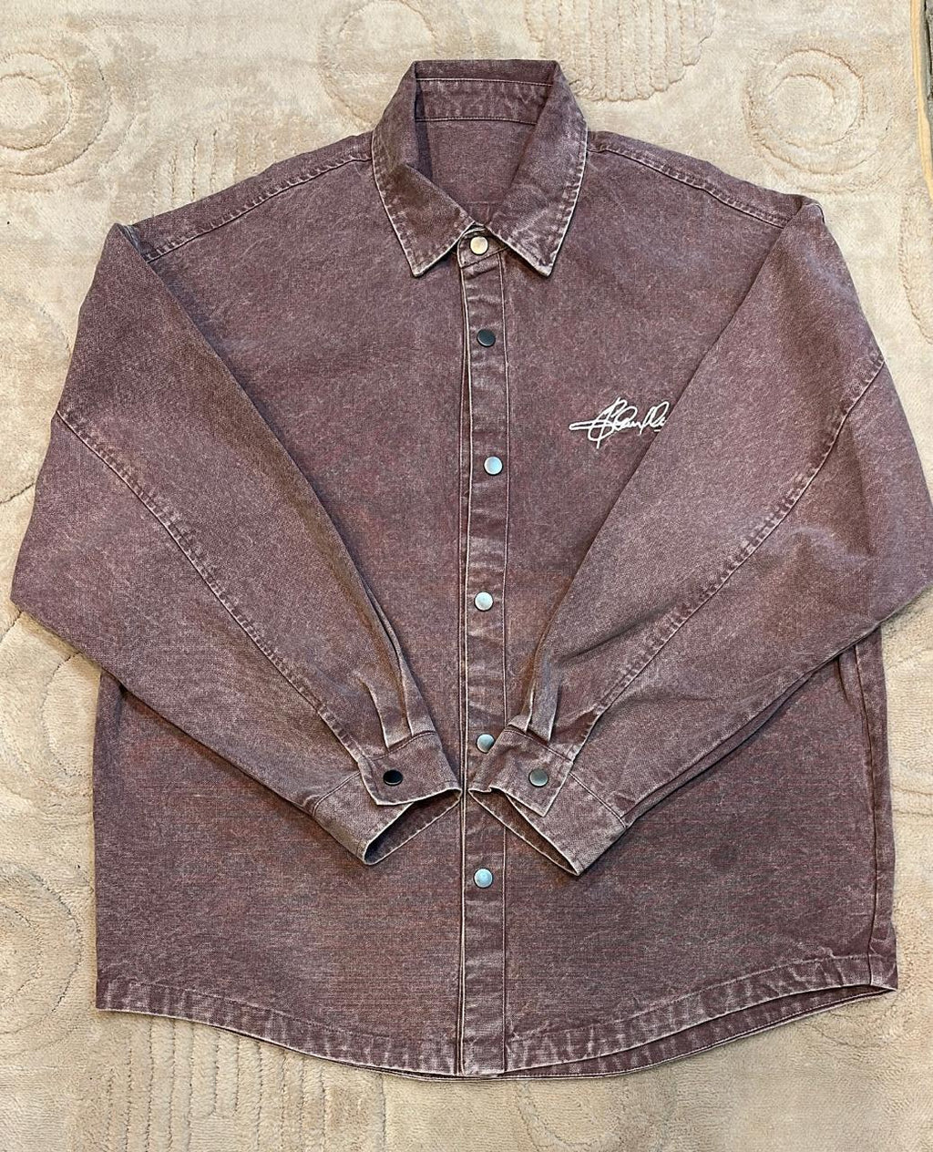 Faded Rose Canvas Embroidered Shacket