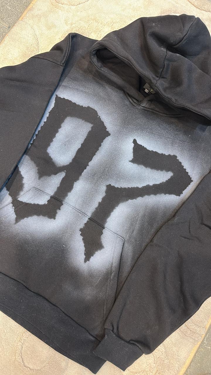97 Oversized Black '97' Spray-Paint Effect Hoodie