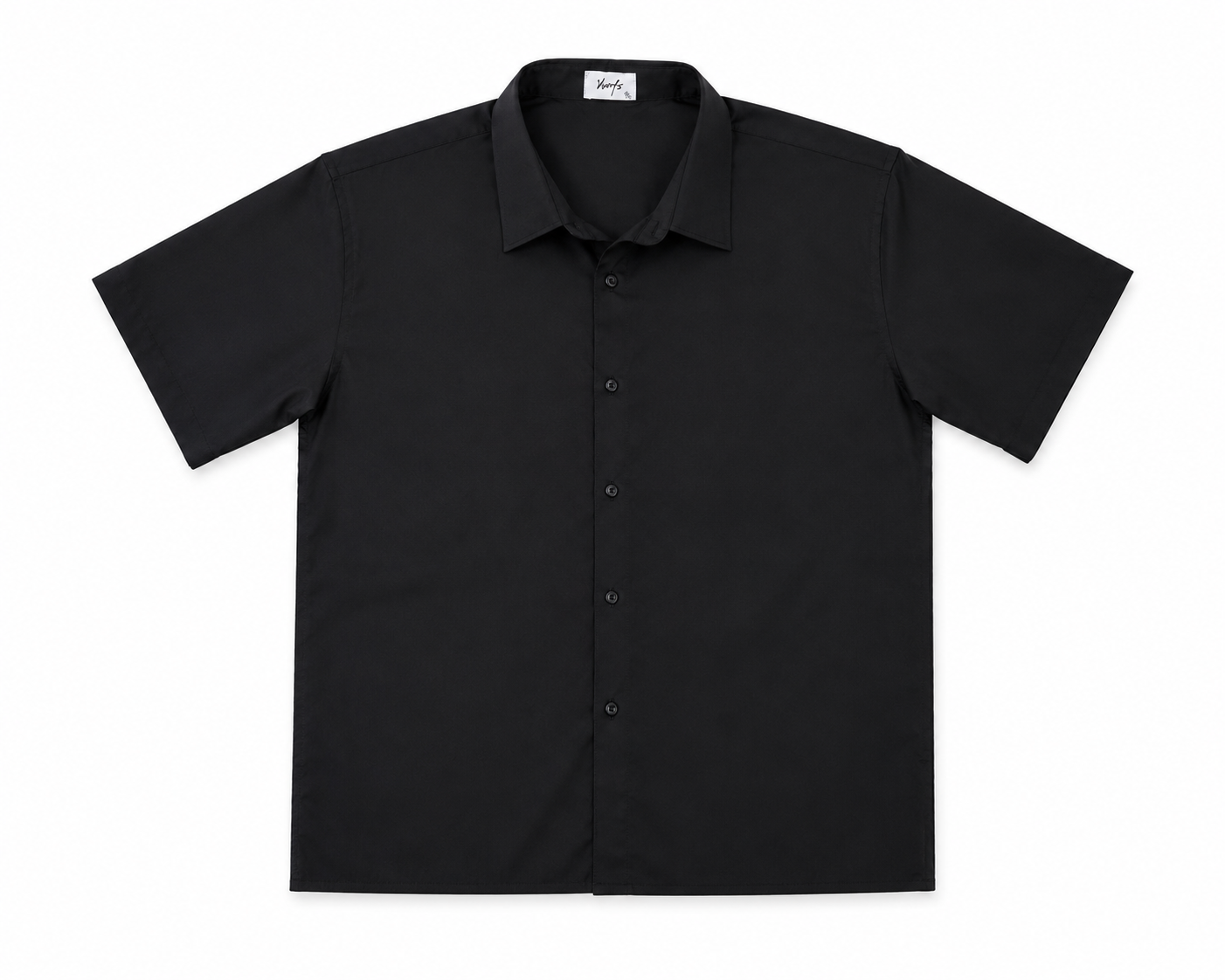 Black Short-Sleeve Button-Up Shirt
