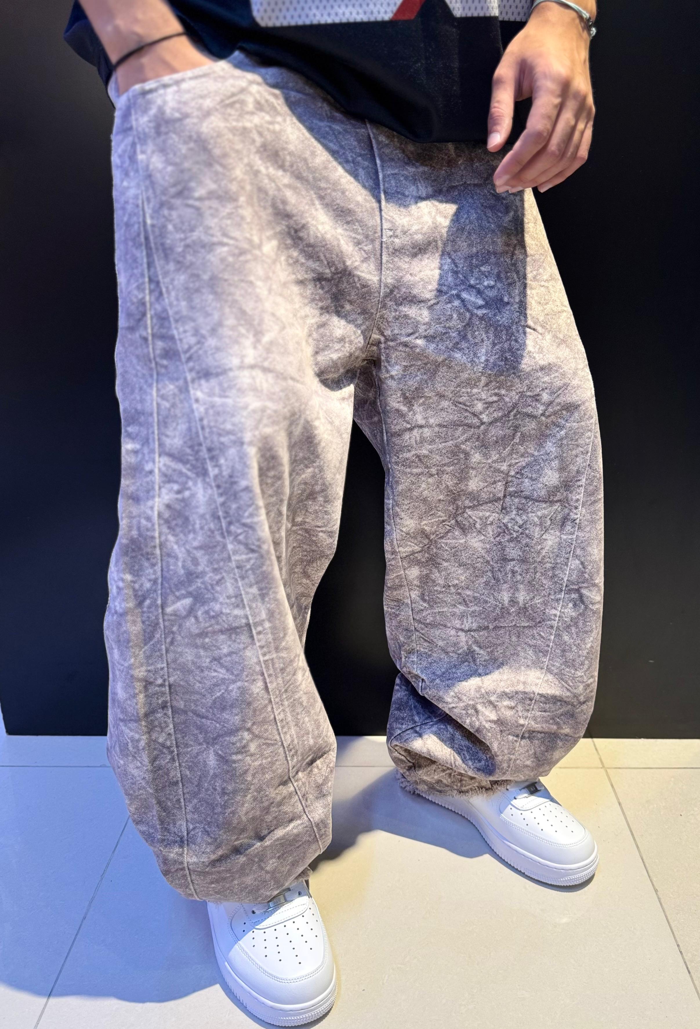 Ultra Baggy Wide-Leg Pants with Acid Wash Texture | Oversized Distressed Streetwear Trousers | Y2K Grunge