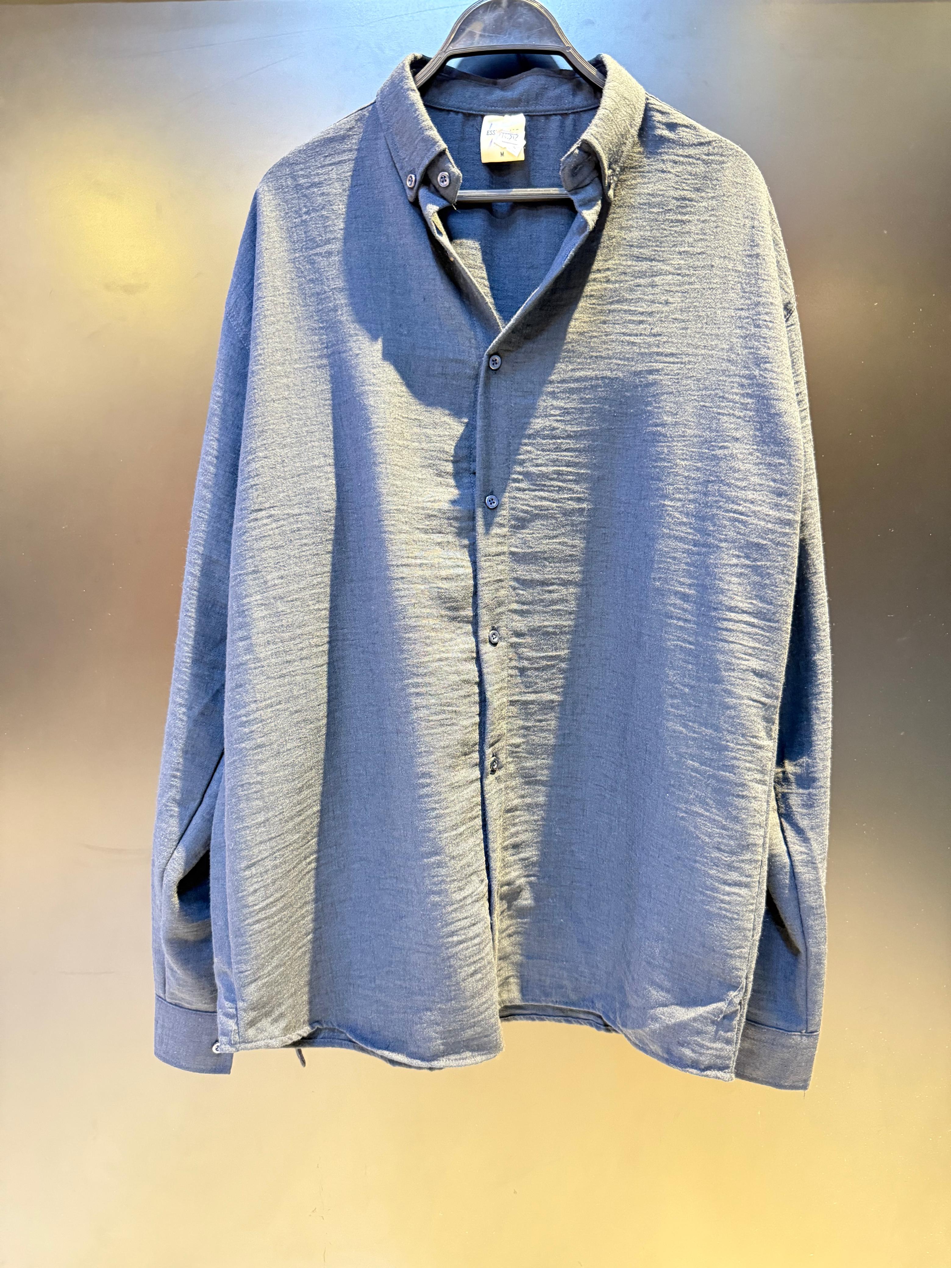 Textured Navy Blue Button-Down Shirt