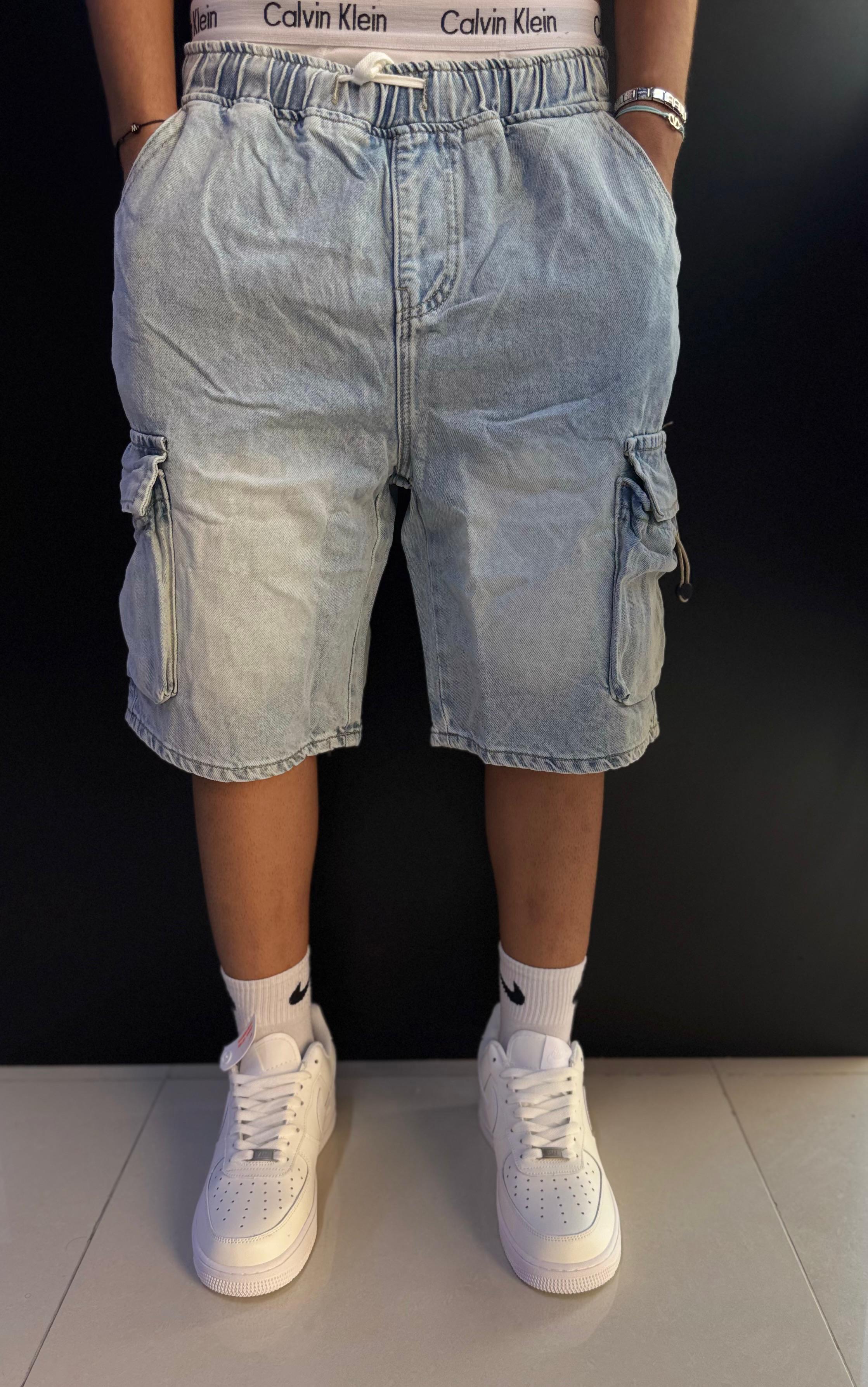 Blue Textured Shorts