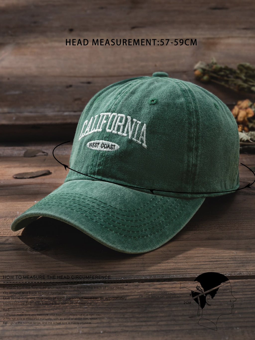 Unisex Y2k Embroidered California West Coast Washed Baseball Cap