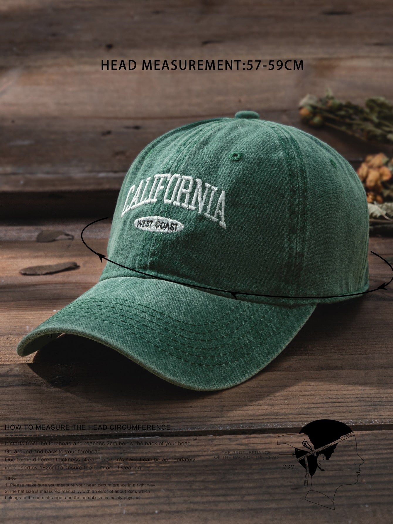 Unisex Y2k Embroidered California West Coast Washed Baseball Cap