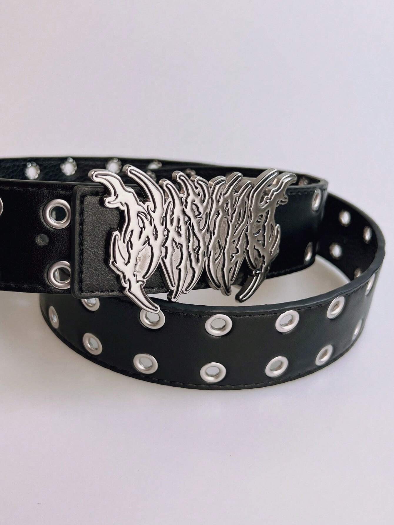 Unisex Leopard & Zebra Print Belt, Goth/Streetwear/Punk Style, Letter & Flame Hollow Metal Buckle,