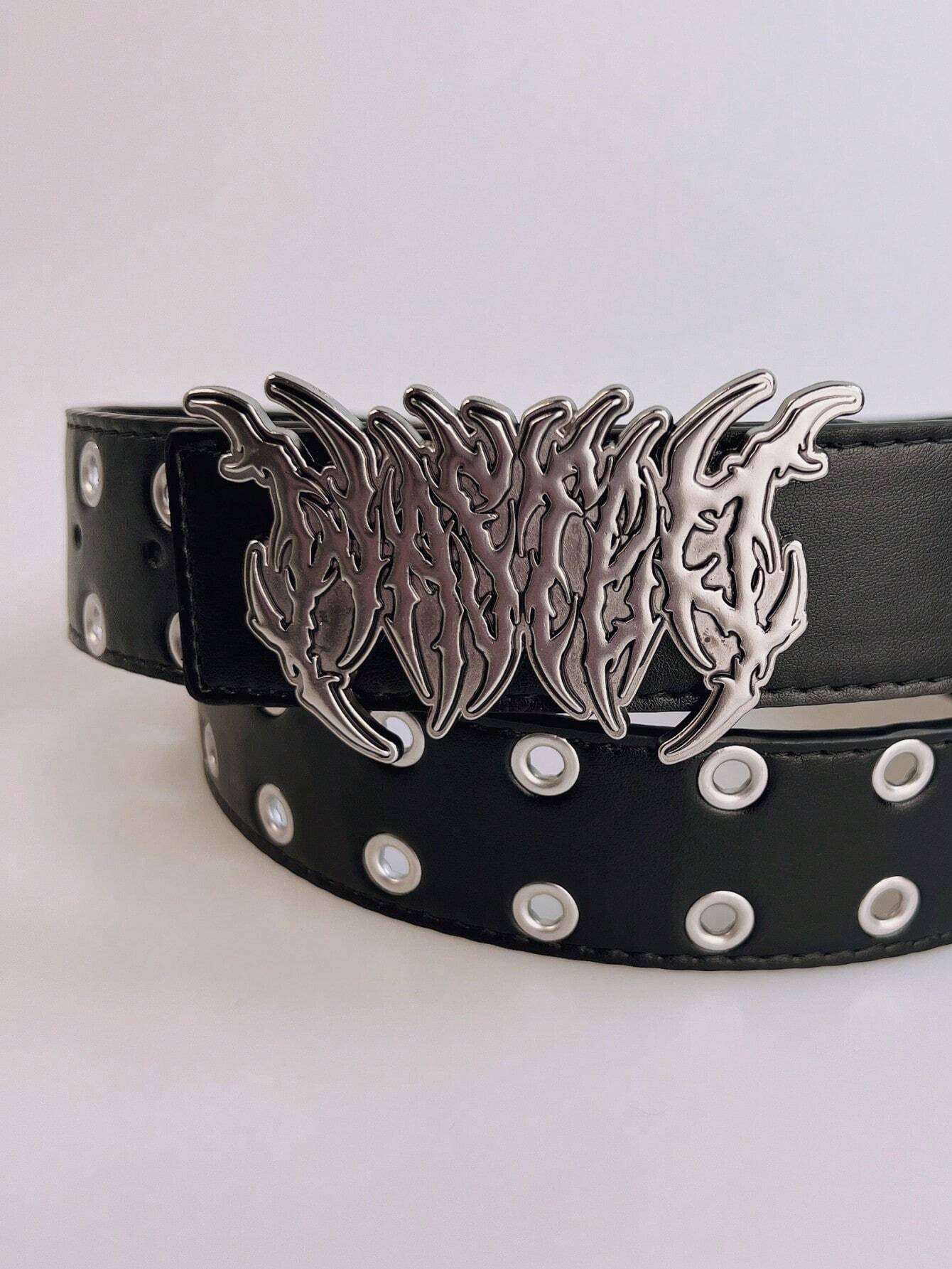 Unisex Leopard & Zebra Print Belt, Goth/Streetwear/Punk Style, Letter & Flame Hollow Metal Buckle,