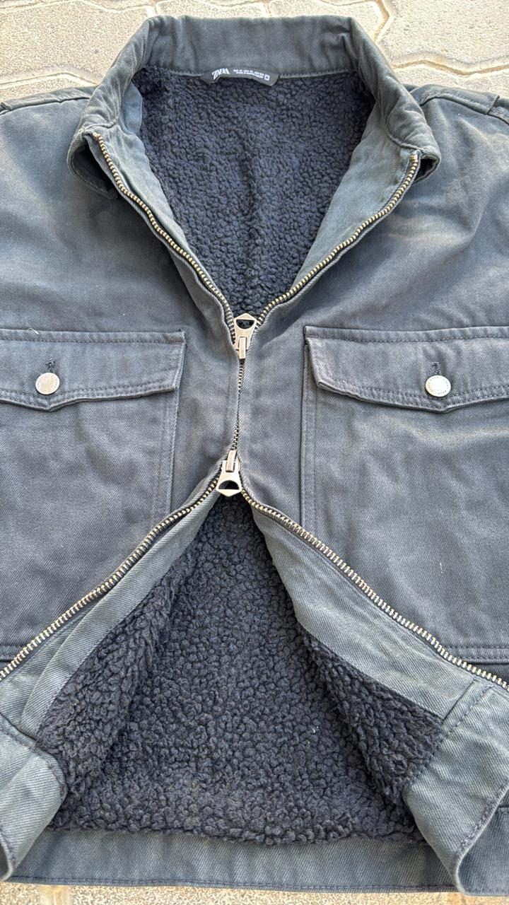 Zara Dark Washed Blue Zip-Up Jacket