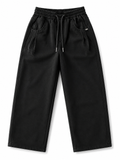 Premium Black Wide-Leg Drawstring Pants