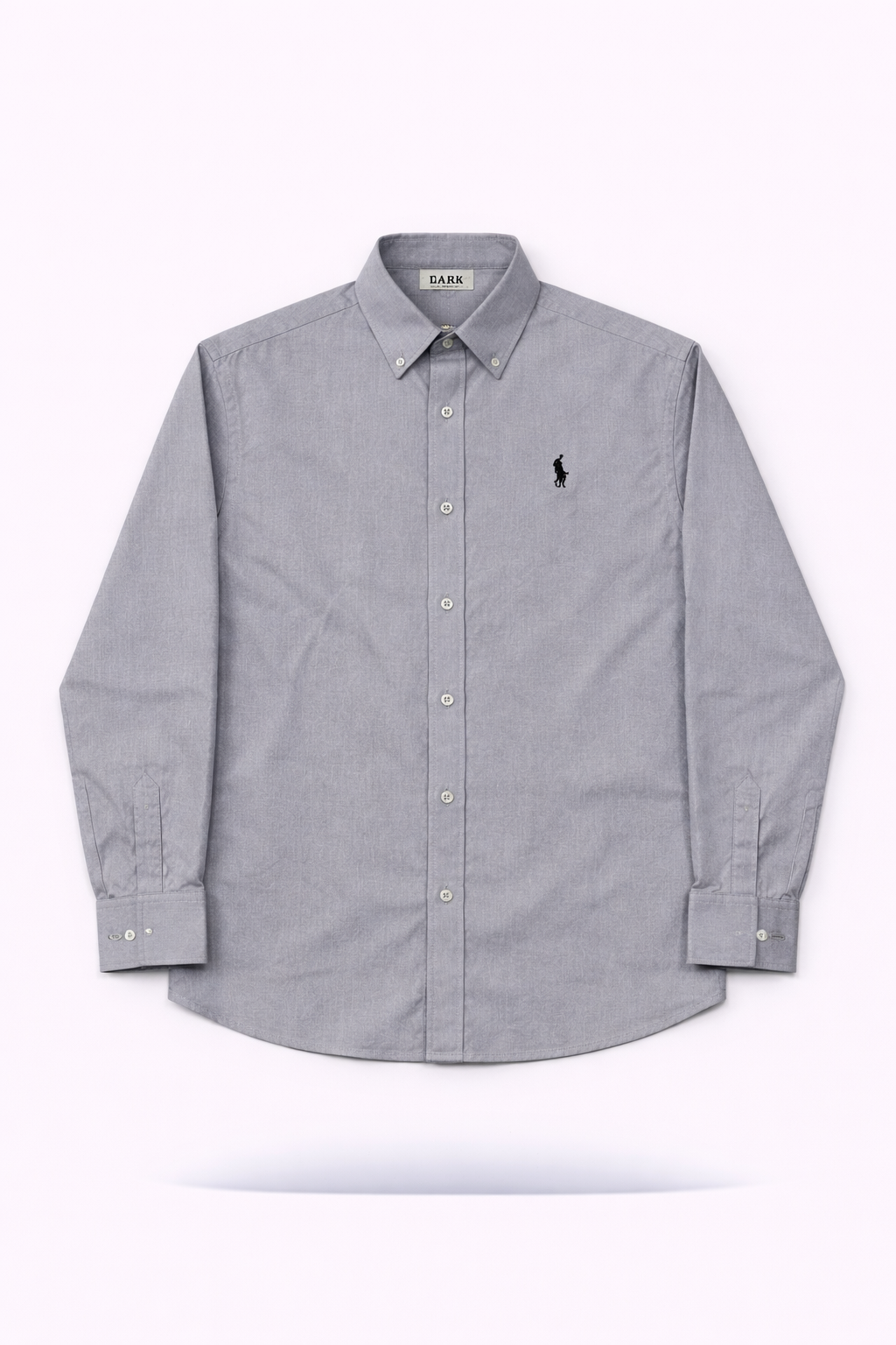 Dark Men’s Classic Light Grey Long Sleeve Button-Down Shirt – Smart Casual