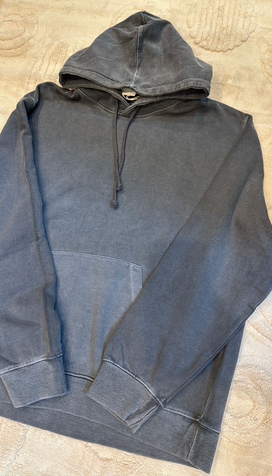 Vintage Washed Black Pullover Hoodie - Distressed Charcoal Gray Sweatshirt