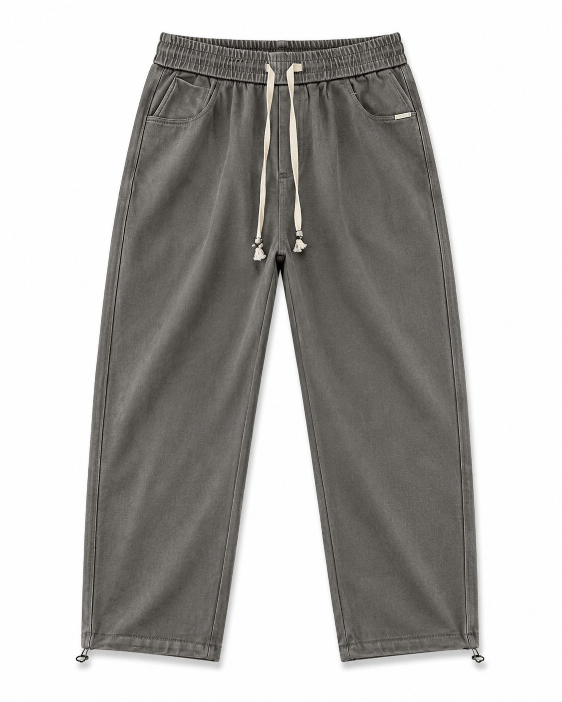 Vintage Washed Grey Wide-Leg Sweatpants – Premium Cotton Relaxed Fit