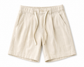 Premium Beige Linen Blend Tailored Drawstring Shorts