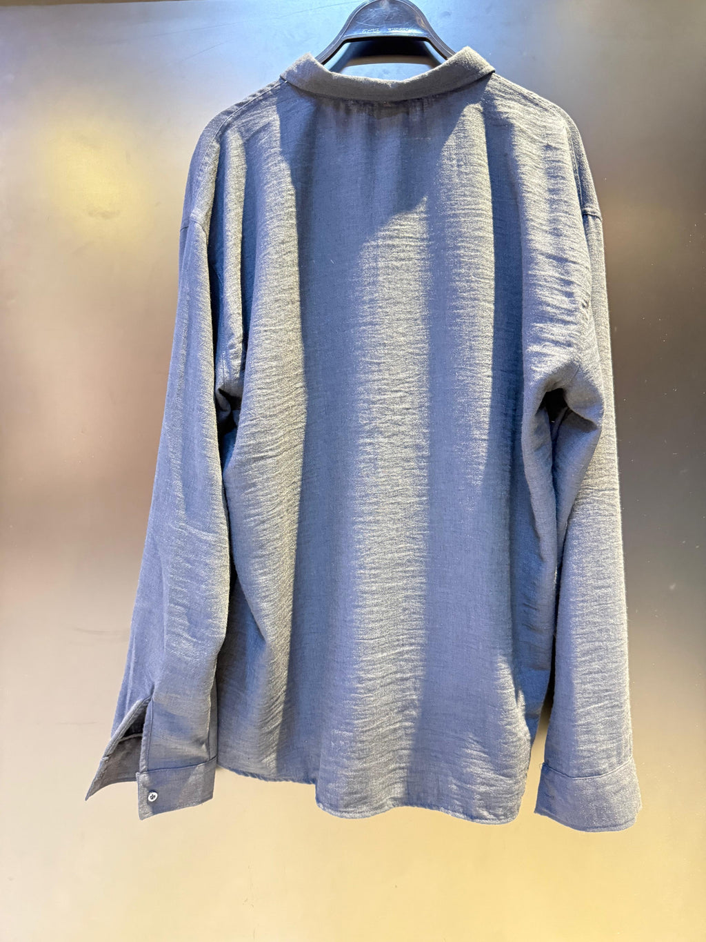 Textured Navy Blue Button-Down Shirt